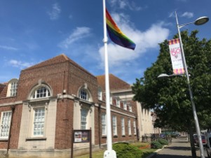 Pride Flag flying at Clacton Town Hall
