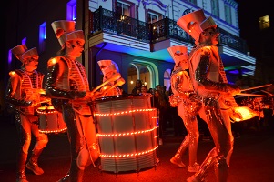 Spark drummers performing at the 2022 Harwich Illuminate Festival