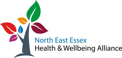 North East Essex Health and Wellbeing Alliance logo - Tree with six coloured leaves