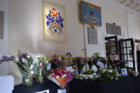 Floral tributes in the Town Hall